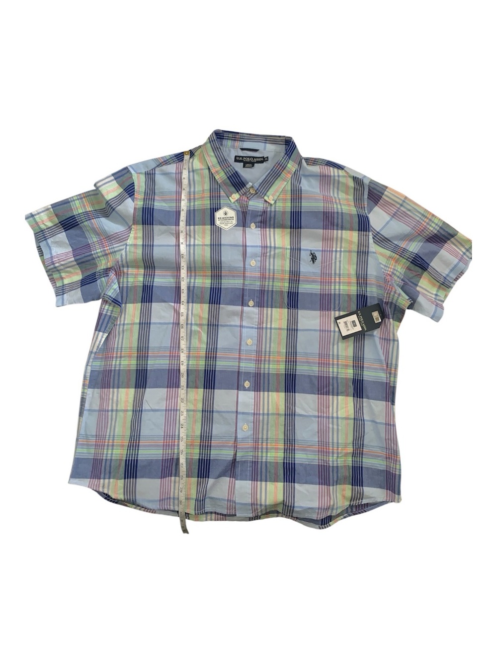 U.S. Polo Assn. Pastel Multi-Color Plaid Short Sleeve Button-Down Shirt Size 3XL